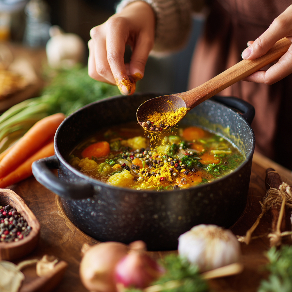 Cozinhando com cúrcuma e pimenta-preta para melhorar a biodisponibilidade