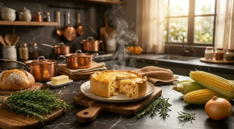 torta fit de frango sobre uma mesa